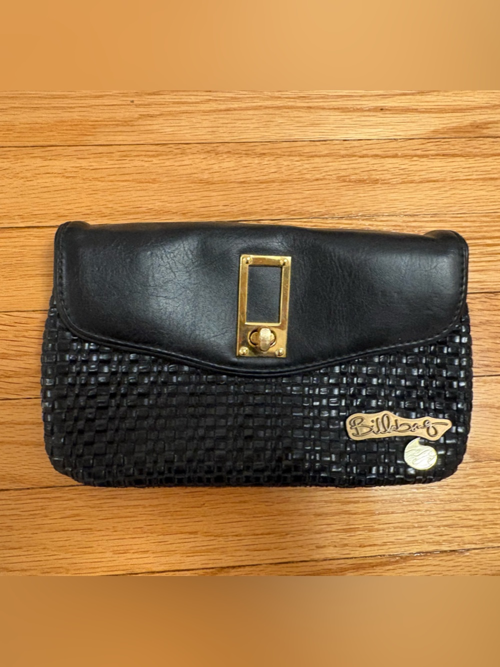 Billabong Black Woven Clutch with Gold Accents